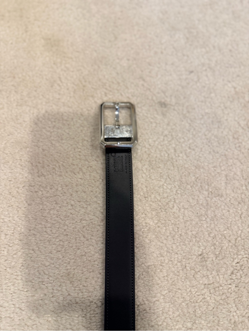 Montblanc Black/Brown Reversible Leather Belt with Silver Buckle (Size 40 Waist)